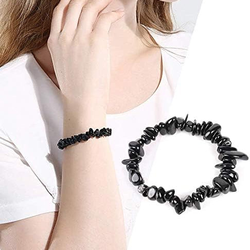 Black Tourmaline Chip Bracelet Crystal Healing Bracelet for Men & Women healing stone bracelet