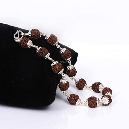 5 mukhi rudraksha bracelet 10mm for men women rudraksha bracelet certified rudraksha beads bracelet 5-mukhi rudraksha bracelet with metal capping bracelet for men women adjustable