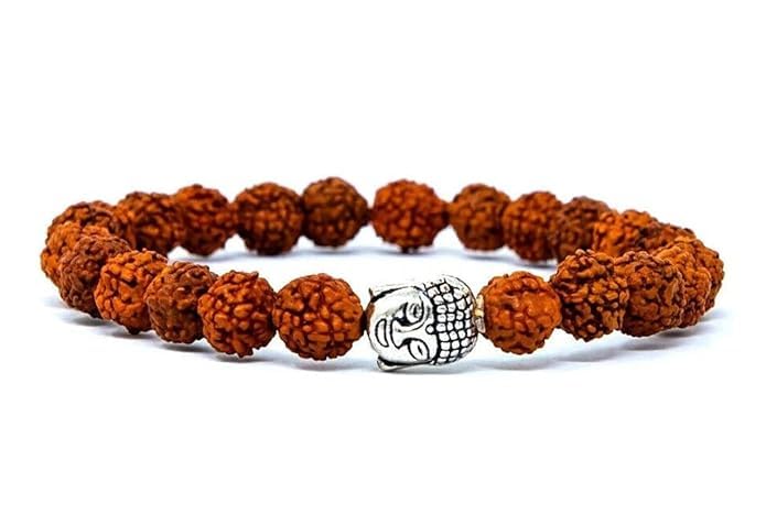 5 mukhi rudraksha bracelet 10mm for men women rudraksha bracelet certified rudraksha beads bracelet 5-mukhi rudraksha bracelet with metal capping bracelet for men women adjustable