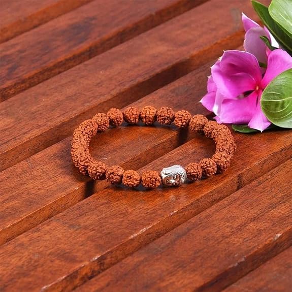 5 mukhi rudraksha bracelet 10mm for men women rudraksha bracelet certified rudraksha beads bracelet 5-mukhi rudraksha bracelet with metal capping bracelet for men women adjustable