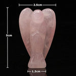 Rose Quartz Angel Statue Healing Angel Figurine Crystal Angel Carved Angel Natural Healing Stone Pocket Guardian Angel Size 2 Inch