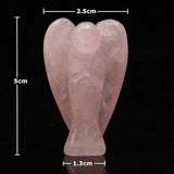 Rose Quartz Angel Statue Healing Angel Figurine Crystal Angel Carved Angel Natural Healing Stone Pocket Guardian Angel Size 2 Inch