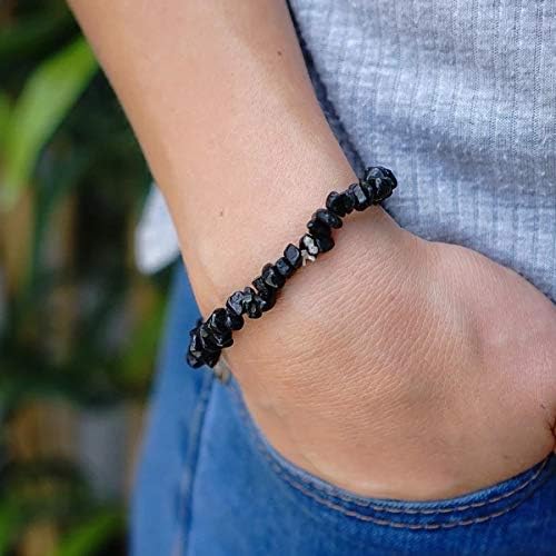 Black Tourmaline Chip Bracelet Crystal Healing Bracelet for Men & Women healing stone bracelet