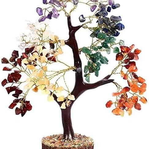 7 chakra crystal tree stones spiritual healing handmade bonsai  feng shui  positive energy emotional well-being  natural gemstones success office home  decor good luck peaceful meditation crystal gift spiritual gift