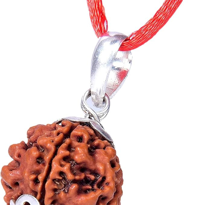 rudraksha pendant 4 mukhi nepali bead spiritual authentic certified jewelry four faced rudraksh mens spiritual accessory womens natural handmade elegant necklace meditation yoga protective beads unisex